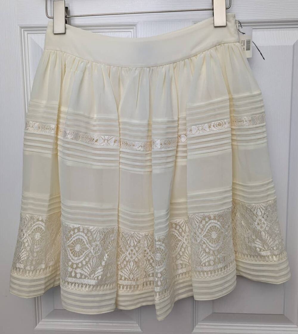 Alice By Temperley Skirt Lace Pleated Ivory Cocktail Party Bridal Shower Date